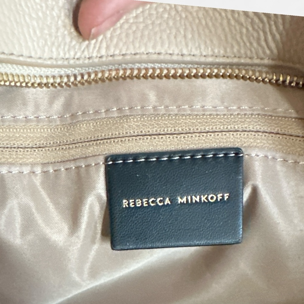 Rebecca Minkoff Pebbled Leather Large Tote Bag | Neutral Cream | - Picture 9 of 12